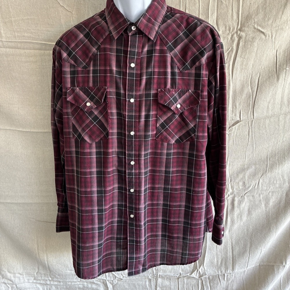 Plains Western Wear Men's Lg Maroon Cowboy Rodeo Clubbing Dancing Casual Shirt